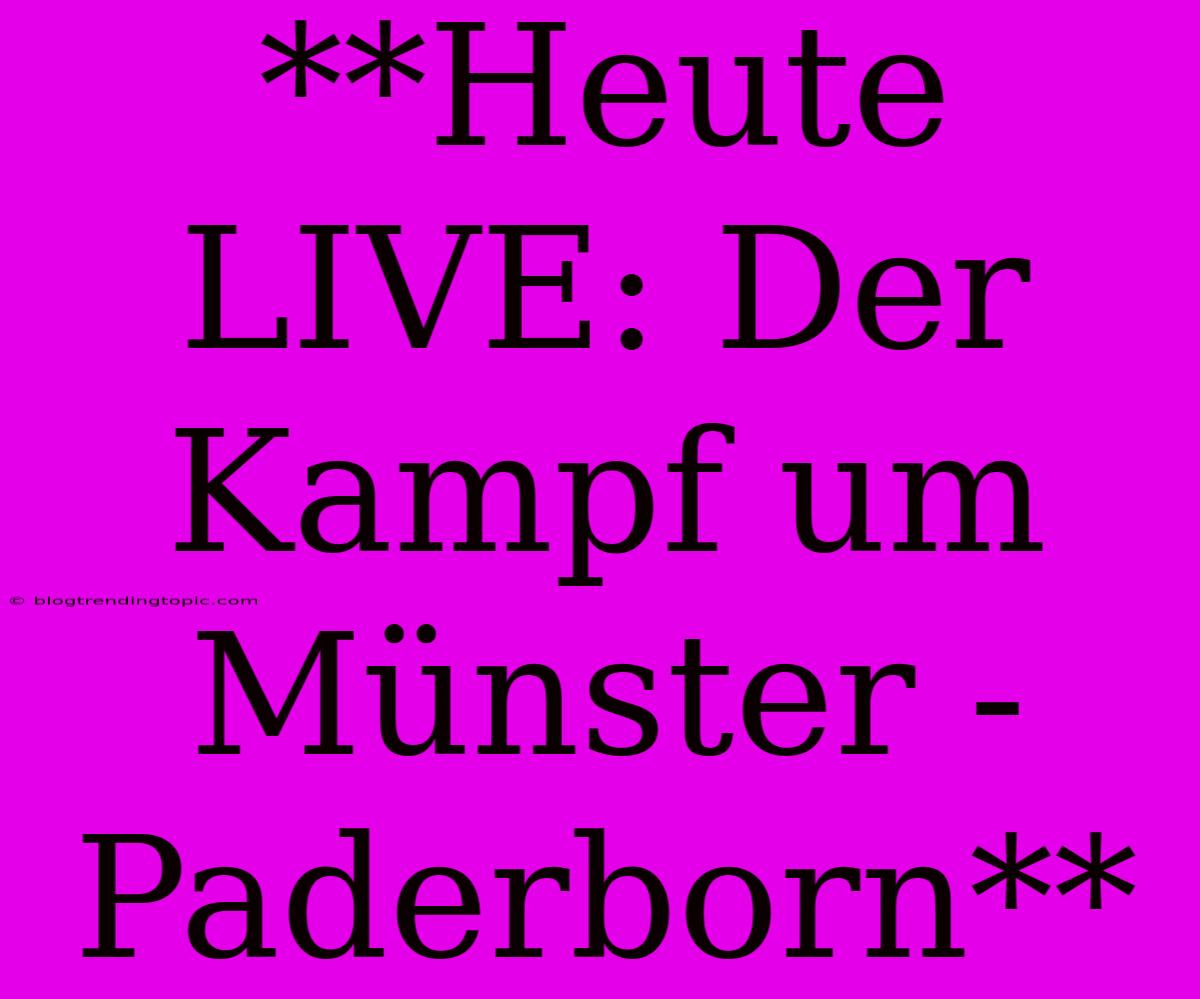 **Heute LIVE: Der Kampf Um Münster - Paderborn**