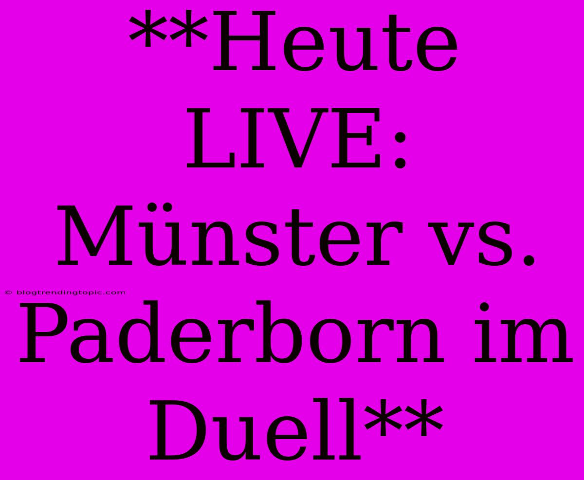 **Heute LIVE: Münster Vs. Paderborn Im Duell**