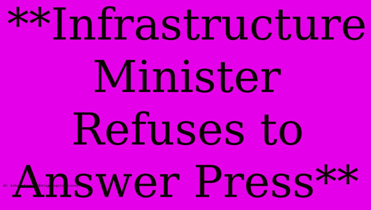 **Infrastructure Minister Refuses To Answer Press**