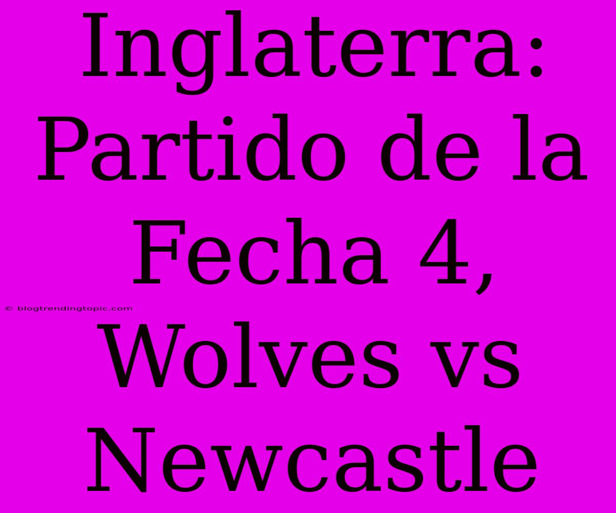 Inglaterra: Partido De La Fecha 4, Wolves Vs Newcastle