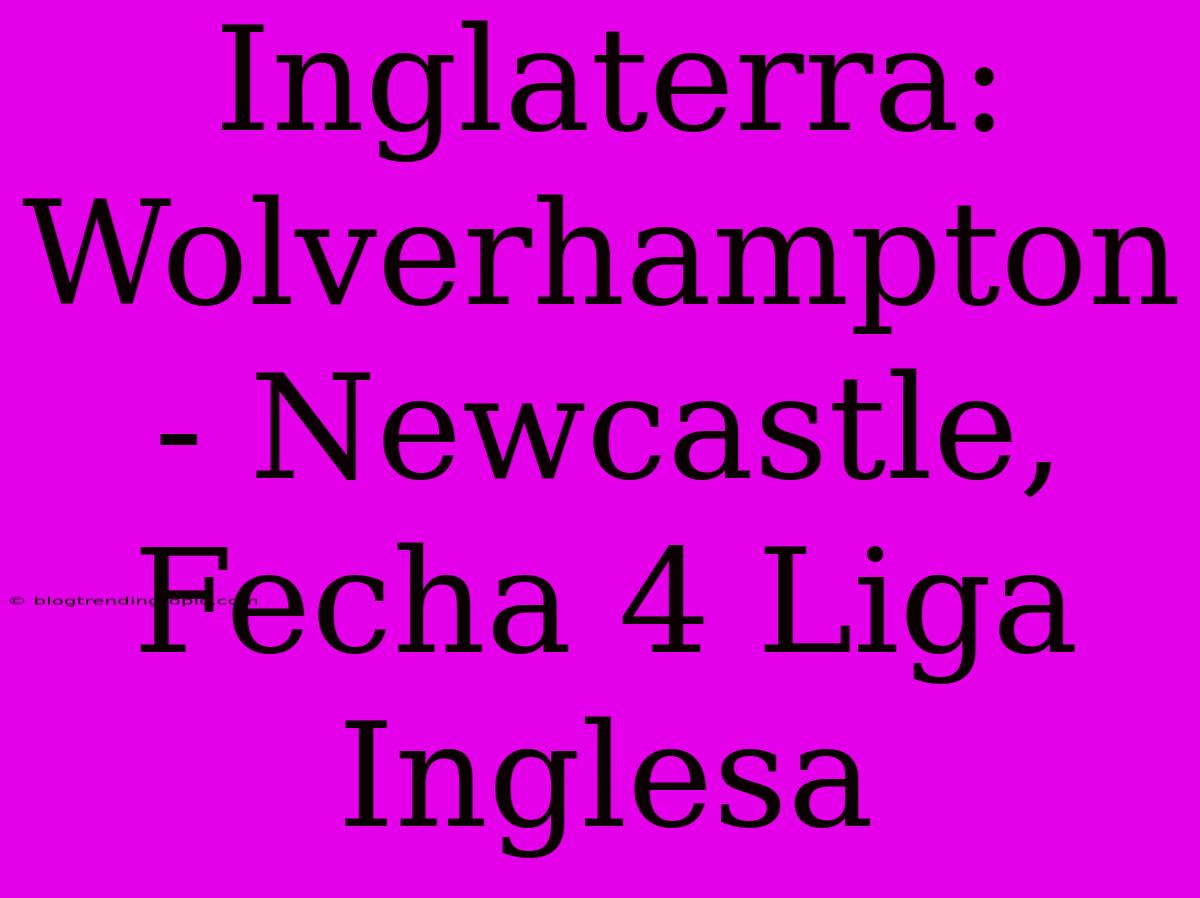 Inglaterra: Wolverhampton - Newcastle, Fecha 4 Liga Inglesa