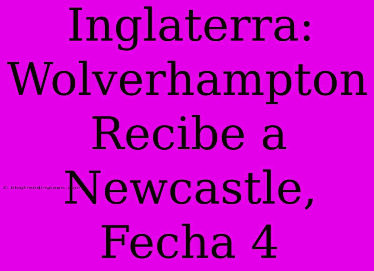 Inglaterra: Wolverhampton Recibe A Newcastle, Fecha 4