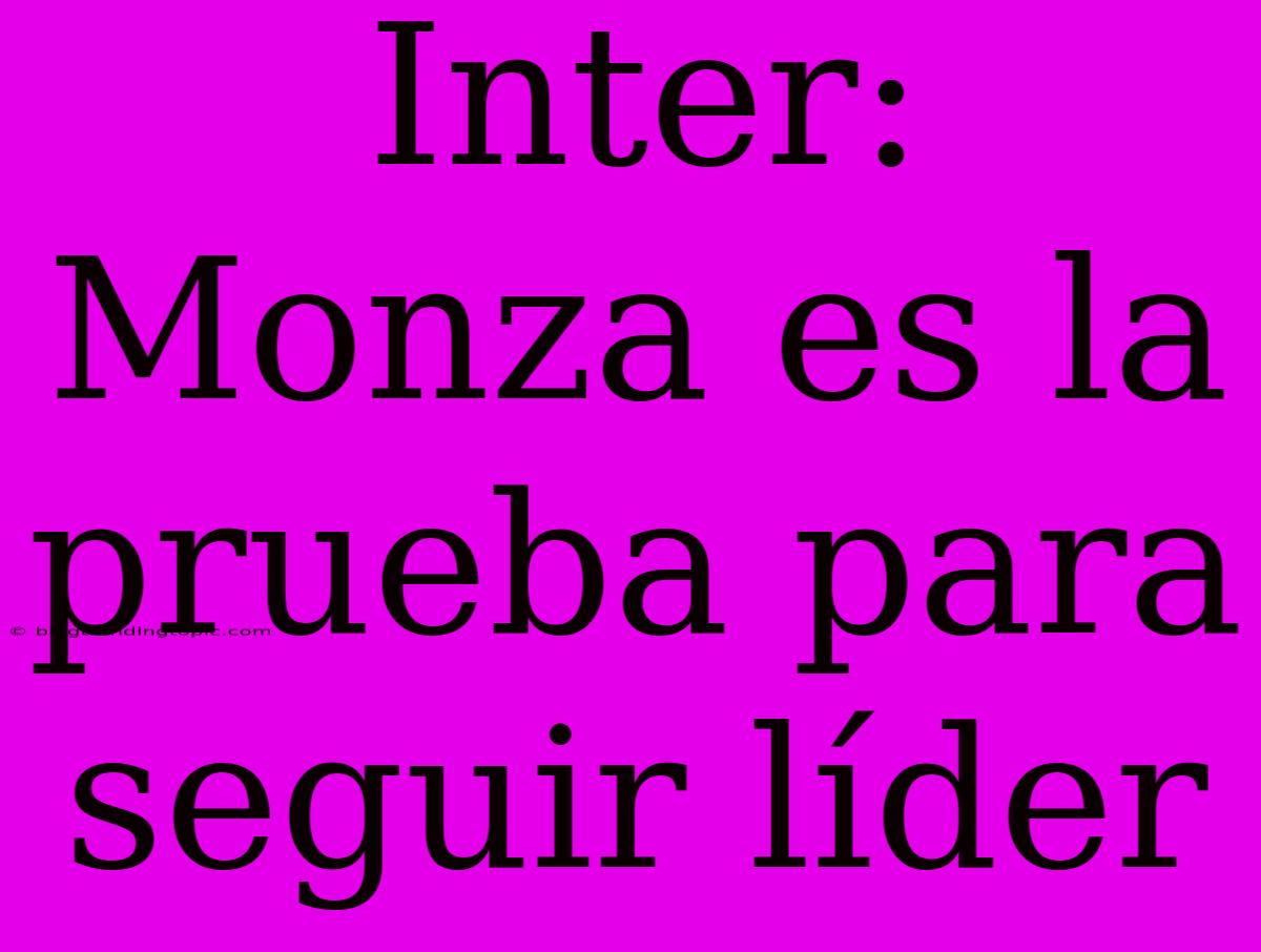 Inter:  Monza Es La Prueba Para Seguir Líder