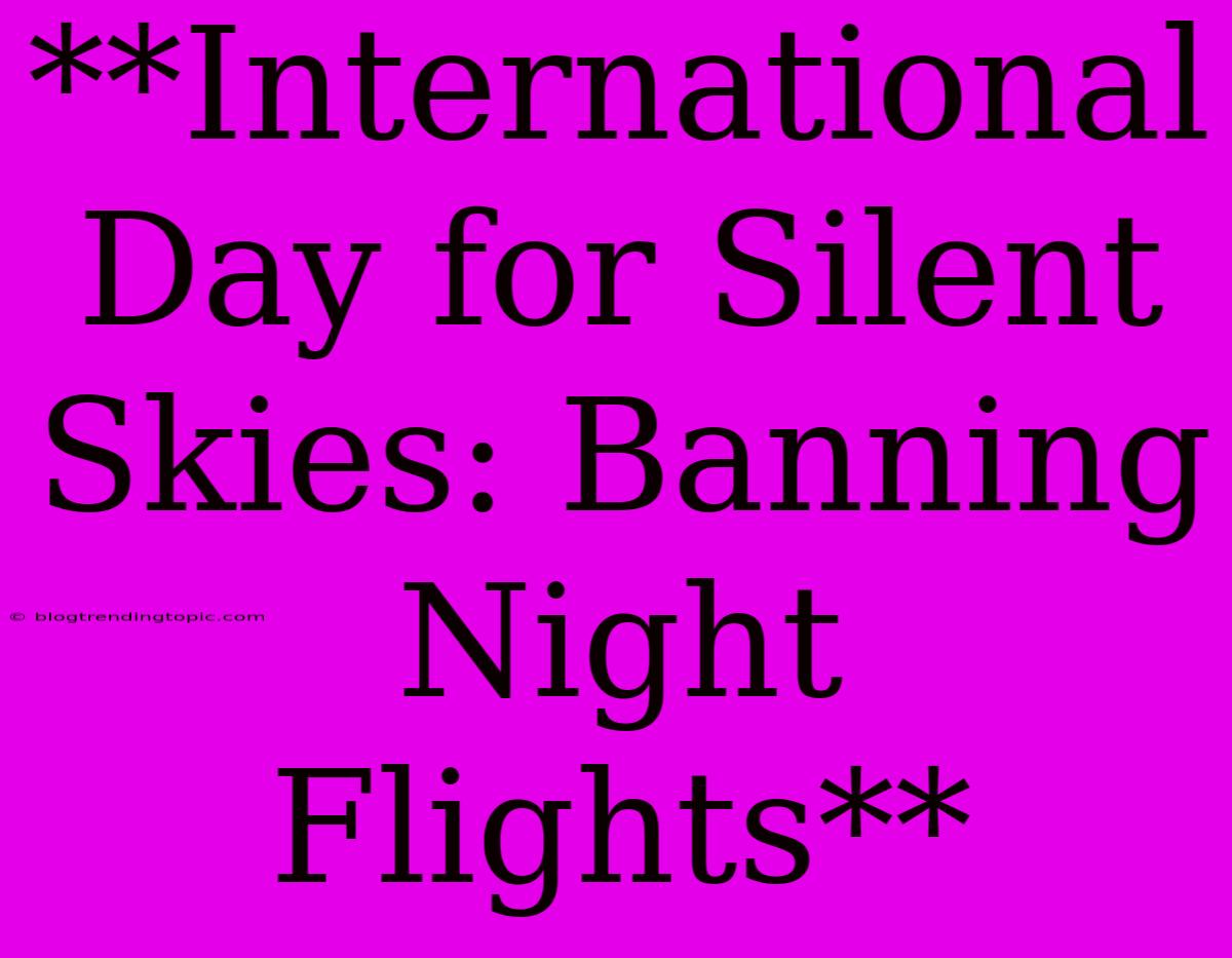 **International Day For Silent Skies: Banning Night Flights**