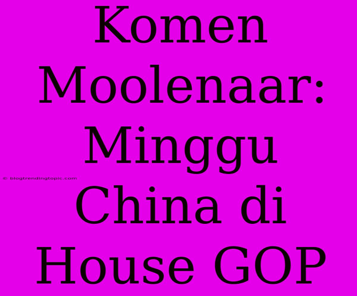 Komen Moolenaar: Minggu China Di House GOP