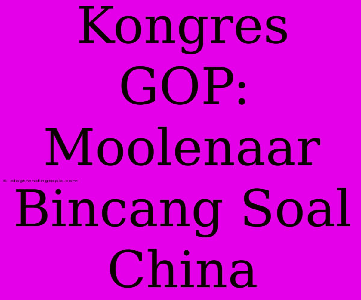 Kongres GOP: Moolenaar Bincang Soal China