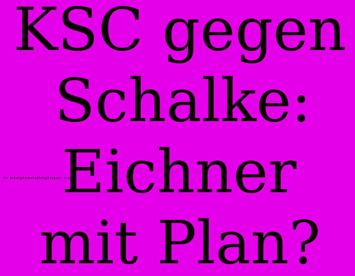 KSC Gegen Schalke: Eichner Mit Plan?