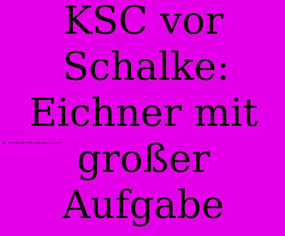 KSC Vor Schalke: Eichner Mit Großer Aufgabe