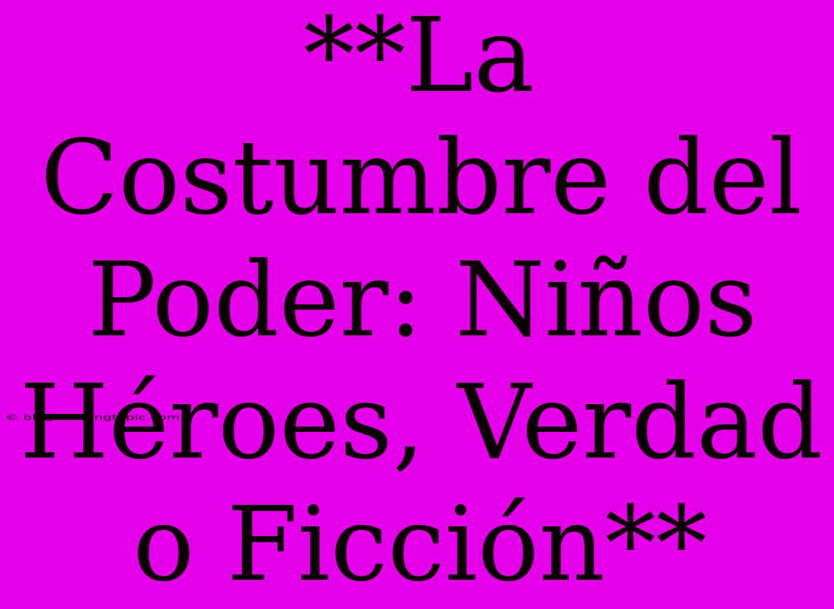 **La Costumbre Del Poder: Niños Héroes, Verdad O Ficción**