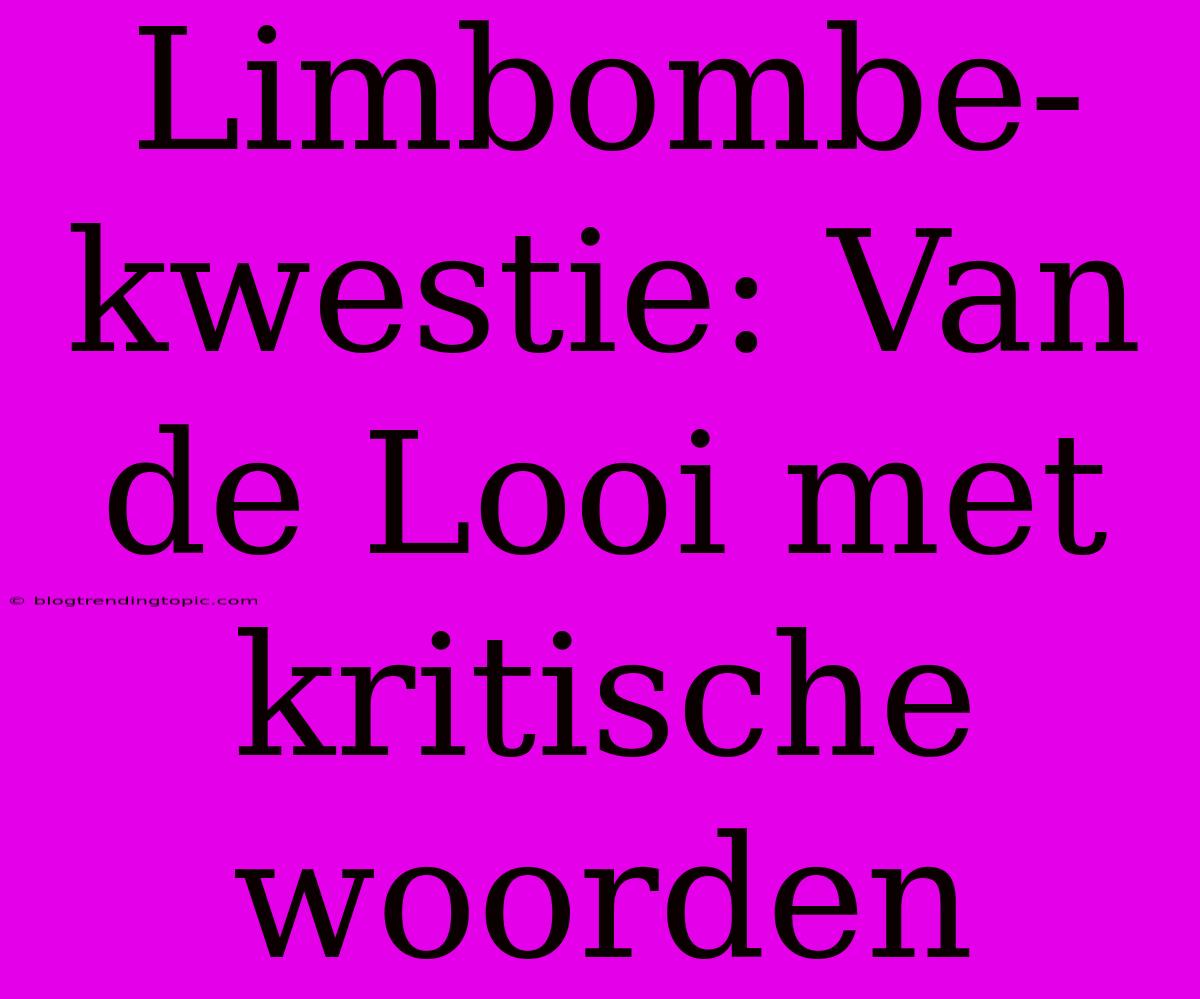 Limbombe-kwestie: Van De Looi Met Kritische Woorden