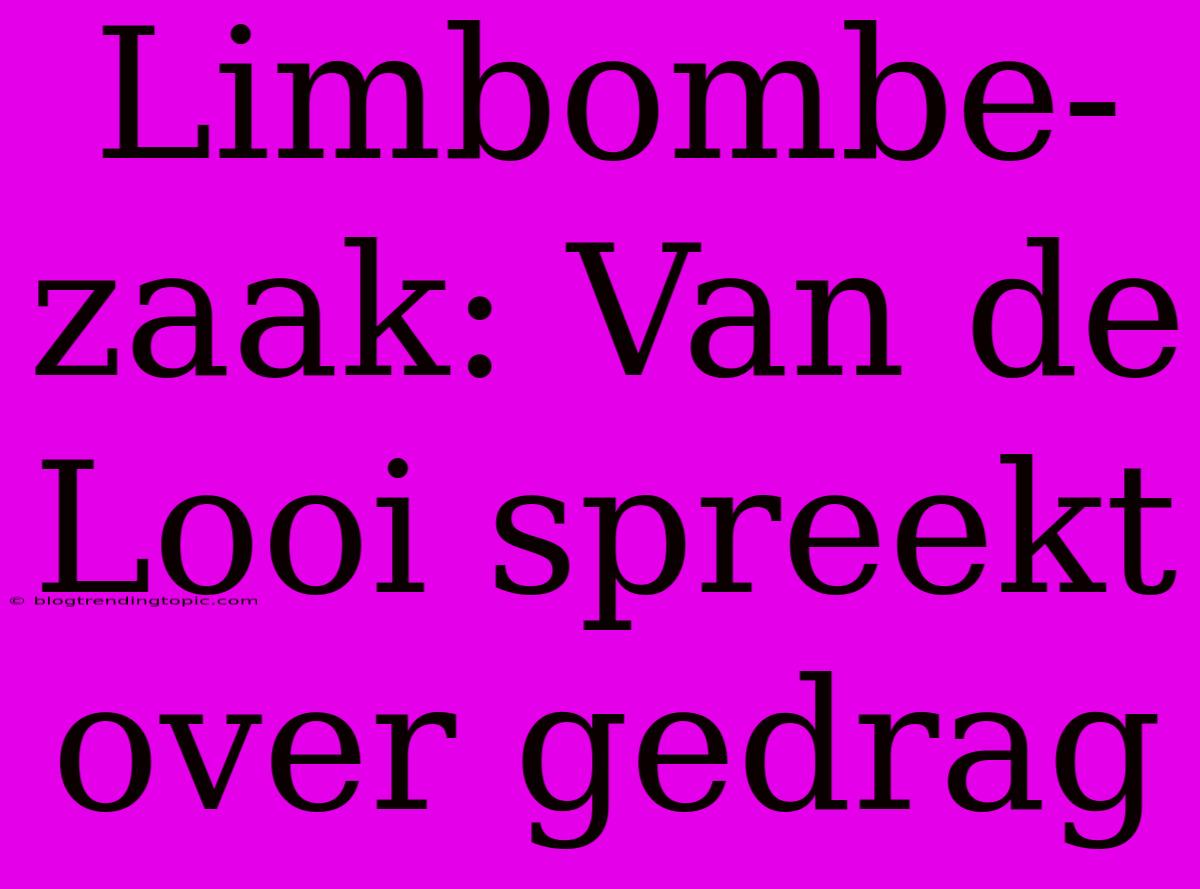 Limbombe-zaak: Van De Looi Spreekt Over Gedrag