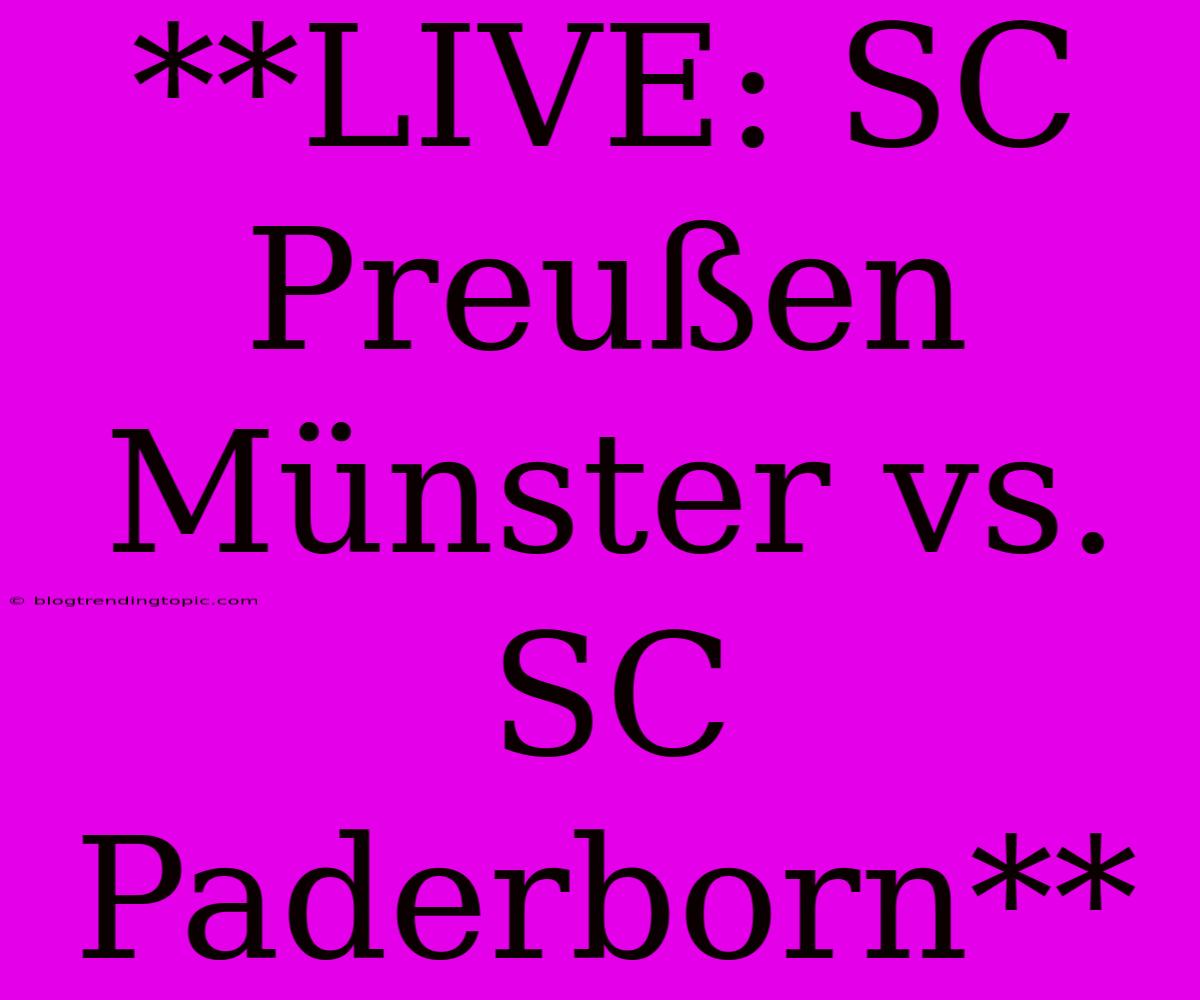 **LIVE: SC Preußen Münster Vs. SC Paderborn**