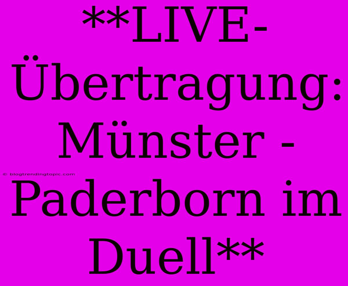 **LIVE-Übertragung: Münster - Paderborn Im Duell** 