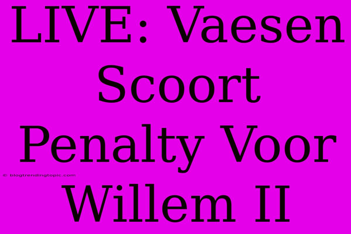 LIVE: Vaesen Scoort Penalty Voor Willem II