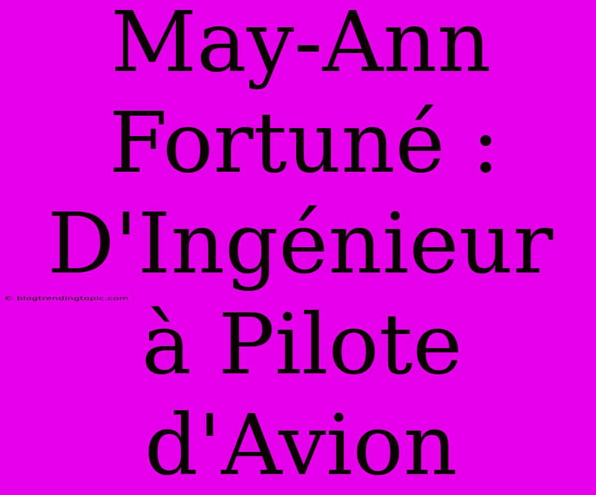 May-Ann Fortuné : D'Ingénieur À Pilote D'Avion