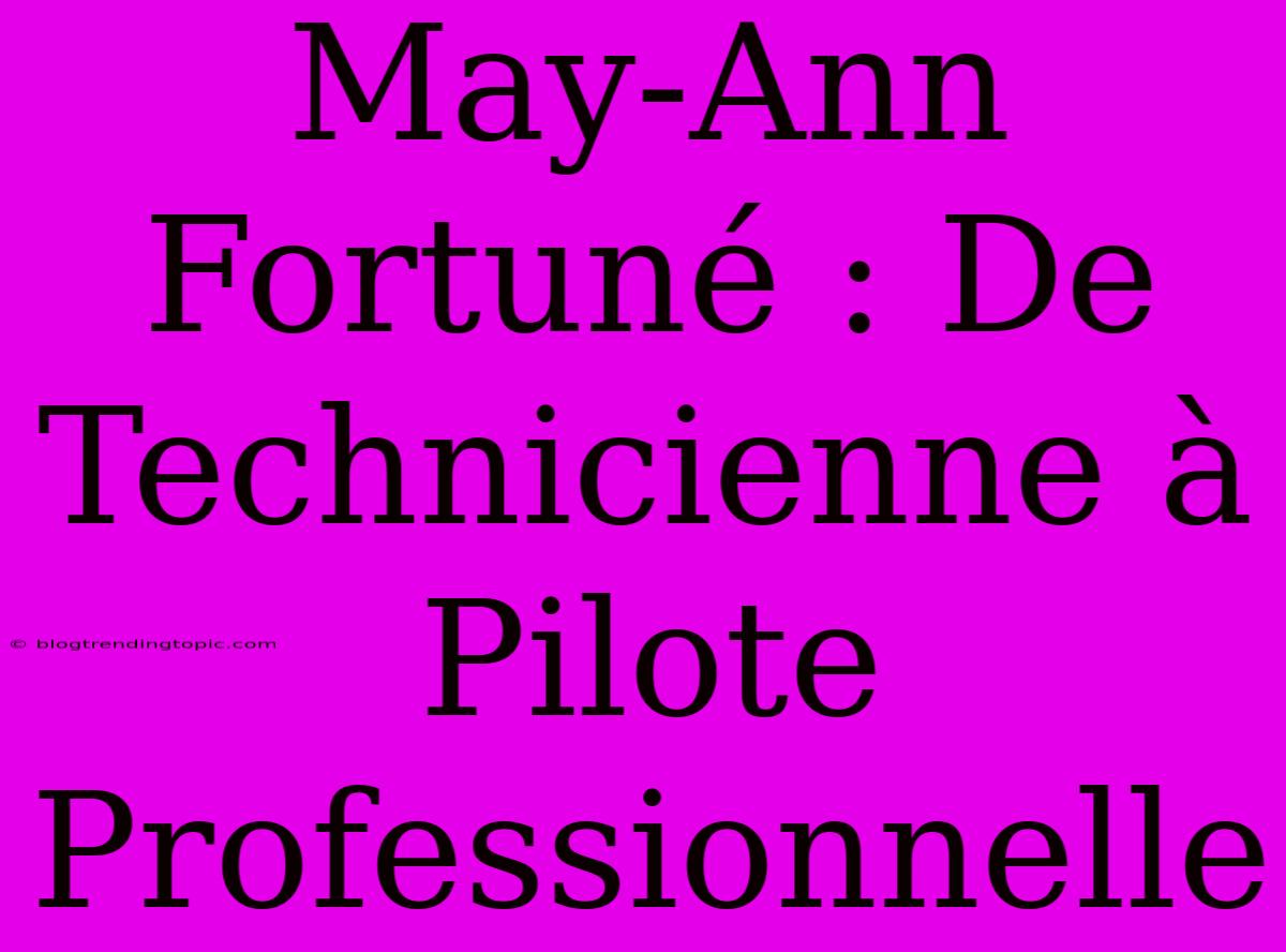 May-Ann Fortuné : De Technicienne À Pilote Professionnelle