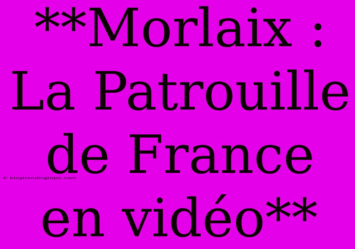 **Morlaix : La Patrouille De France En Vidéo**