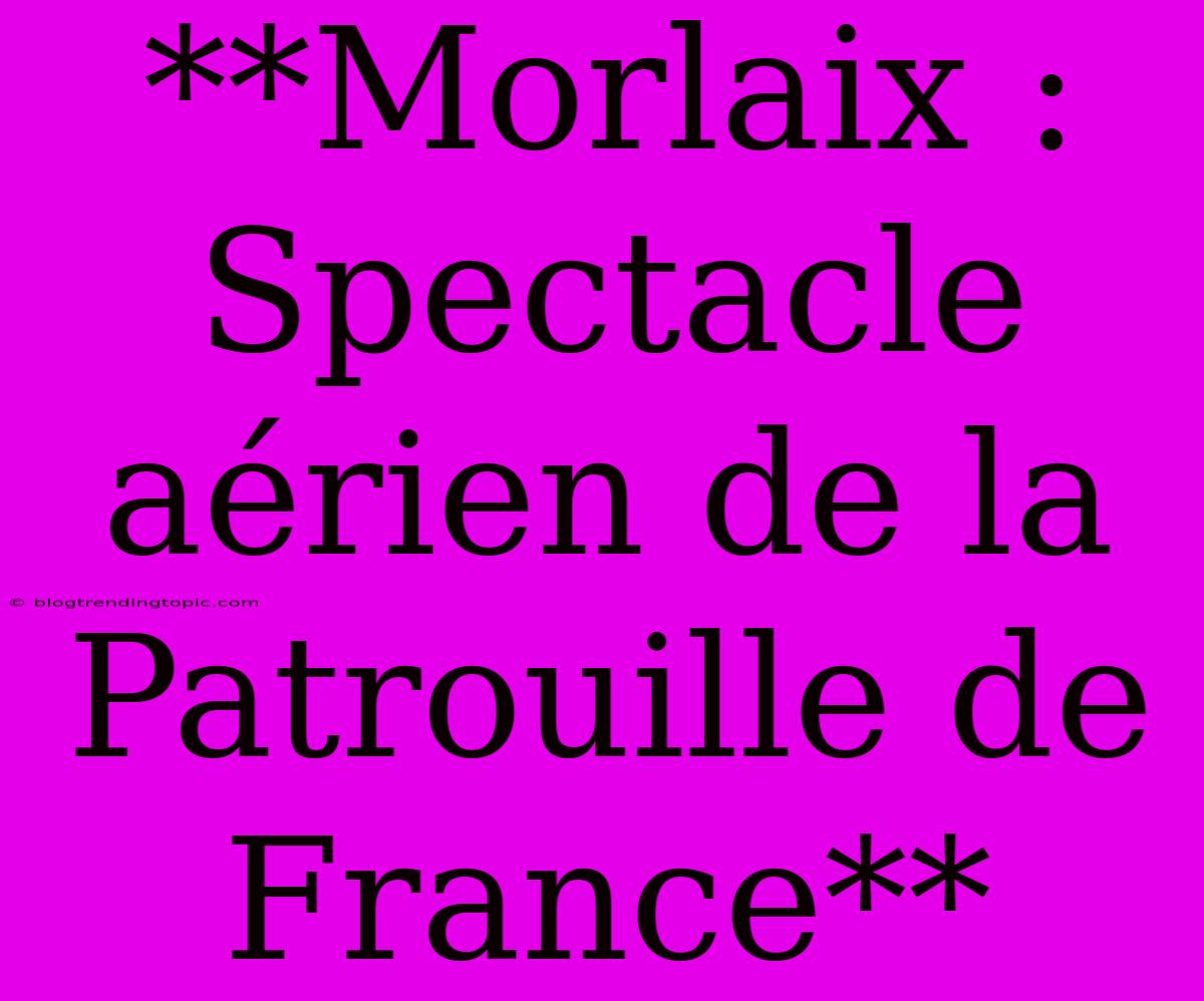 **Morlaix : Spectacle Aérien De La Patrouille De France**