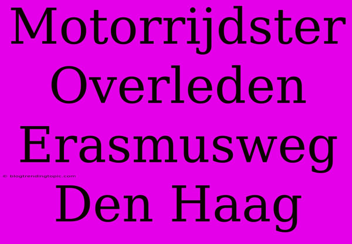 Motorrijdster Overleden Erasmusweg Den Haag