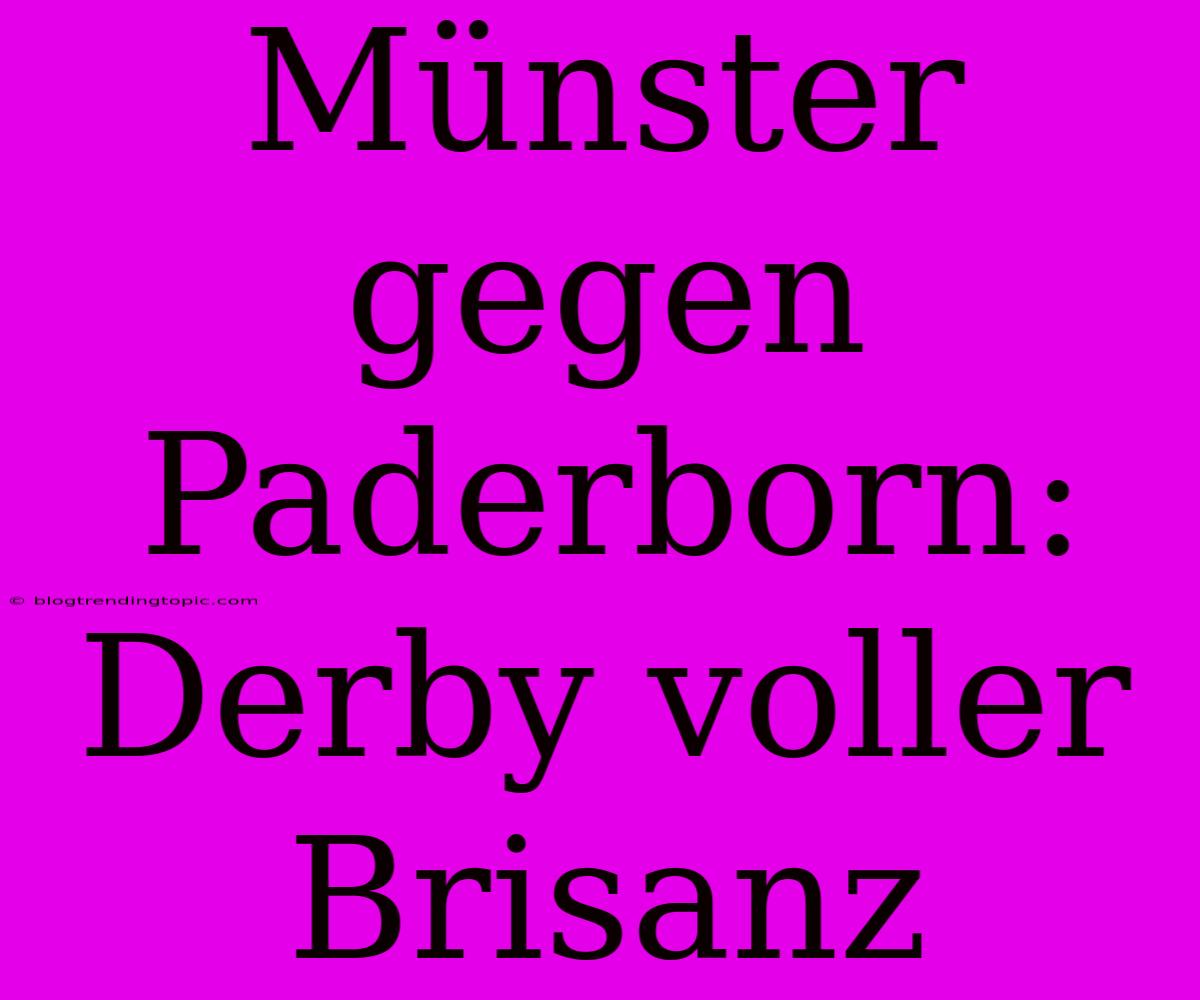 Münster Gegen Paderborn: Derby Voller Brisanz