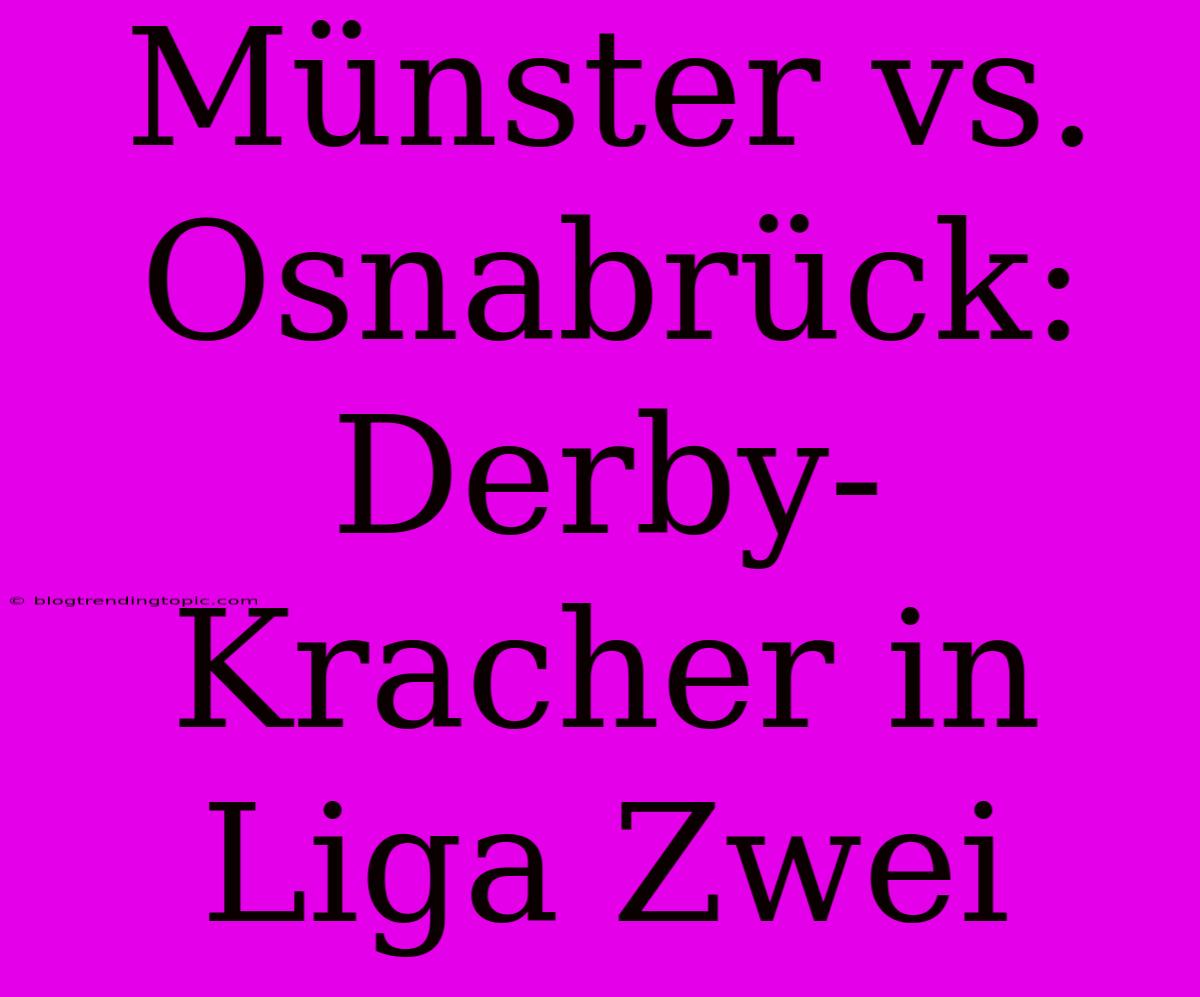 Münster Vs. Osnabrück: Derby-Kracher In Liga Zwei