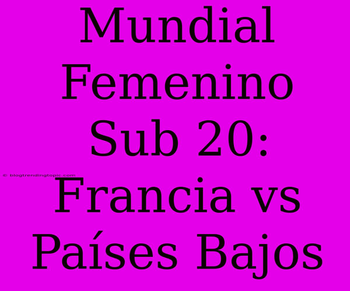 Mundial Femenino Sub 20: Francia Vs Países Bajos