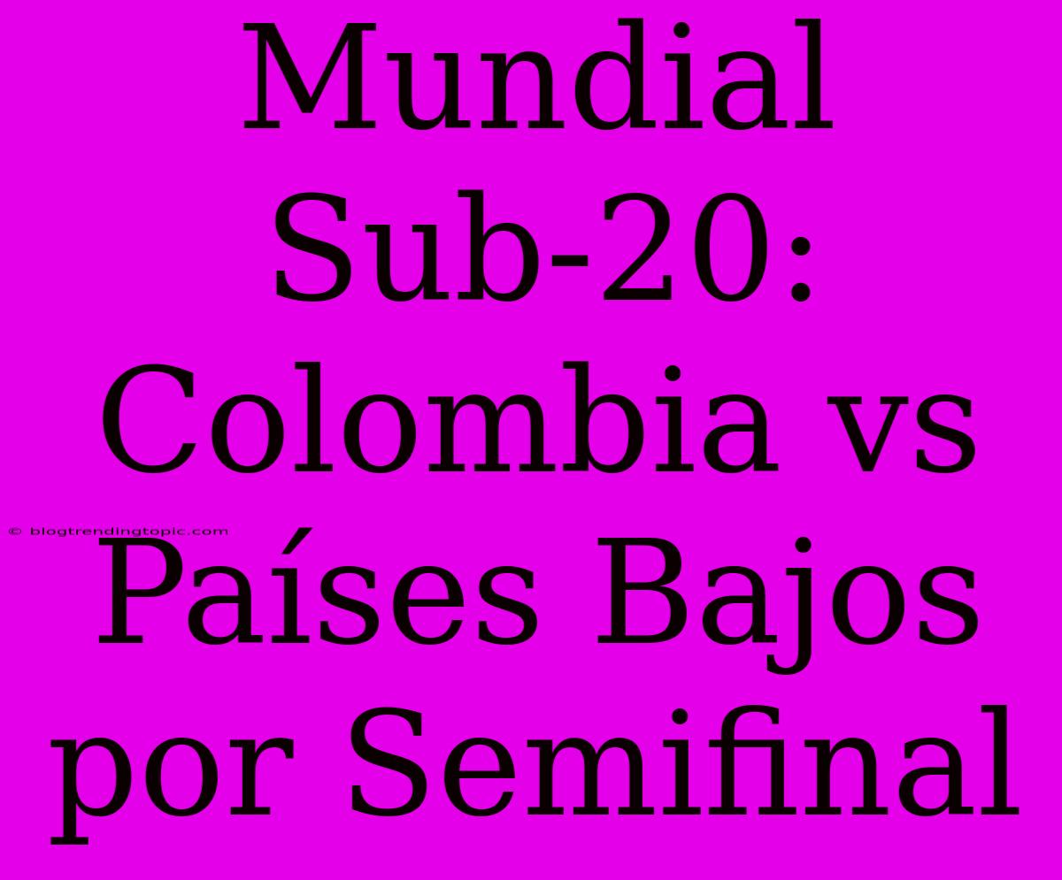 Mundial Sub-20: Colombia Vs Países Bajos Por Semifinal