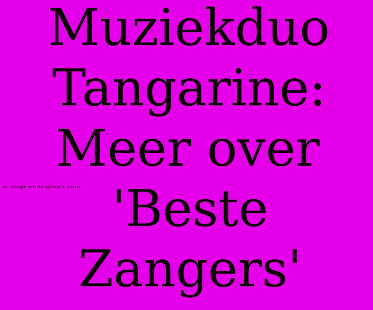 Muziekduo Tangarine: Meer Over 'Beste Zangers'