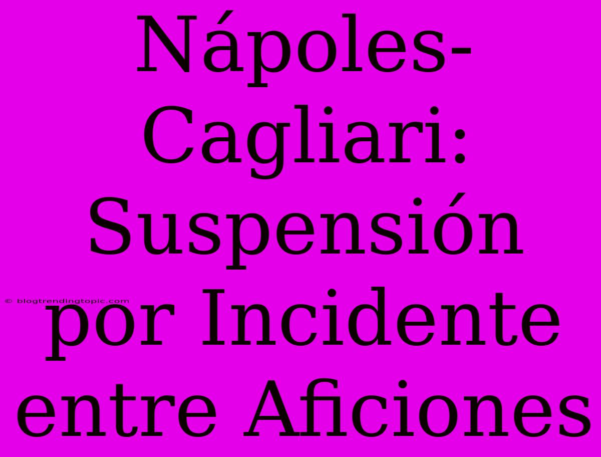 Nápoles-Cagliari: Suspensión Por Incidente Entre Aficiones