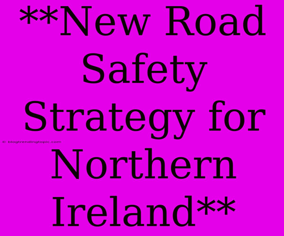 **New Road Safety Strategy For Northern Ireland**