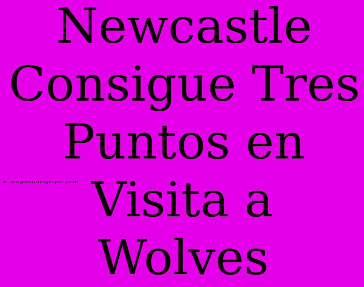 Newcastle Consigue Tres Puntos En Visita A Wolves