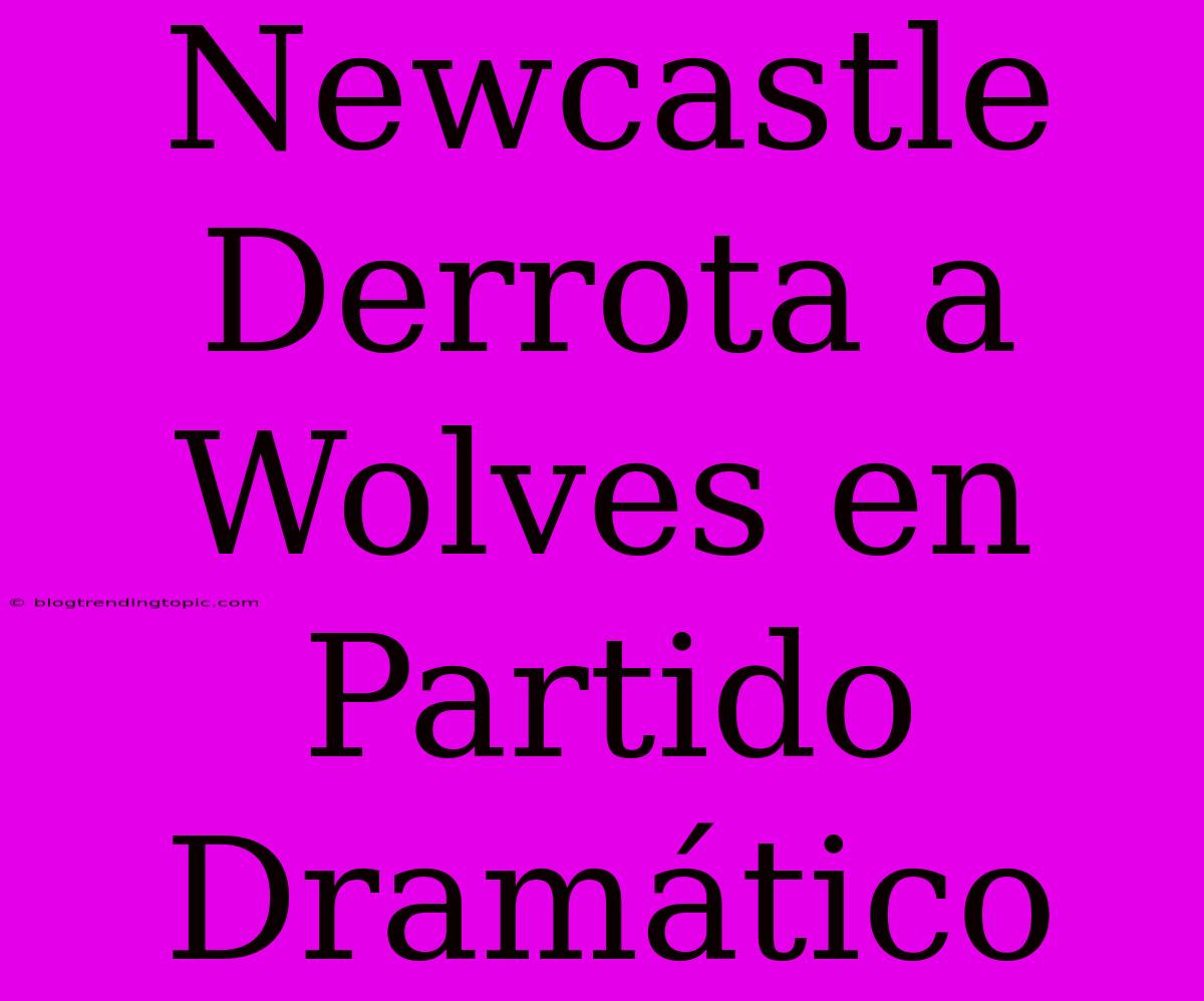 Newcastle Derrota A Wolves En Partido Dramático