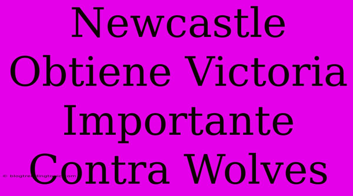 Newcastle Obtiene Victoria Importante Contra Wolves