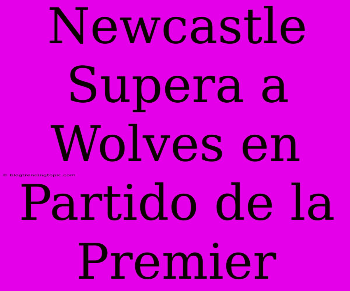 Newcastle Supera A Wolves En Partido De La Premier