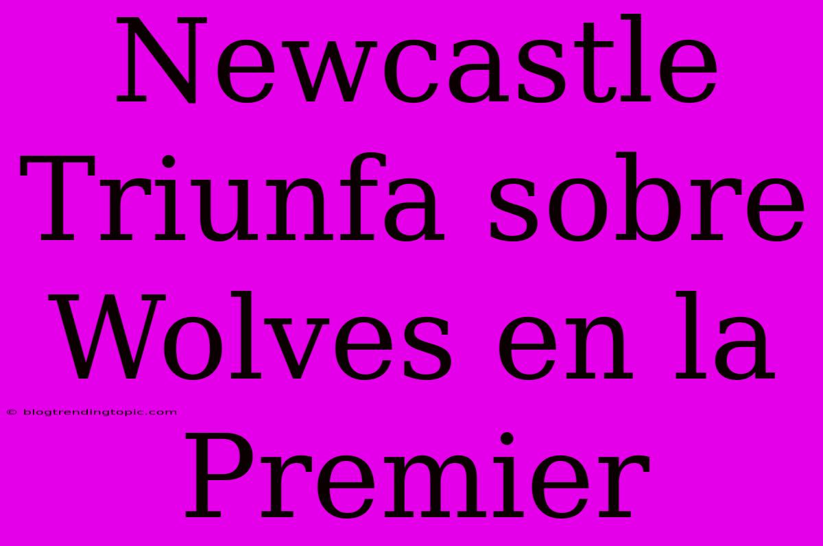 Newcastle Triunfa Sobre Wolves En La Premier