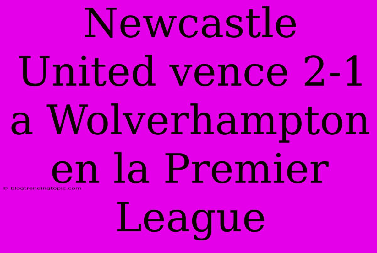 Newcastle United Vence 2-1 A Wolverhampton En La Premier League