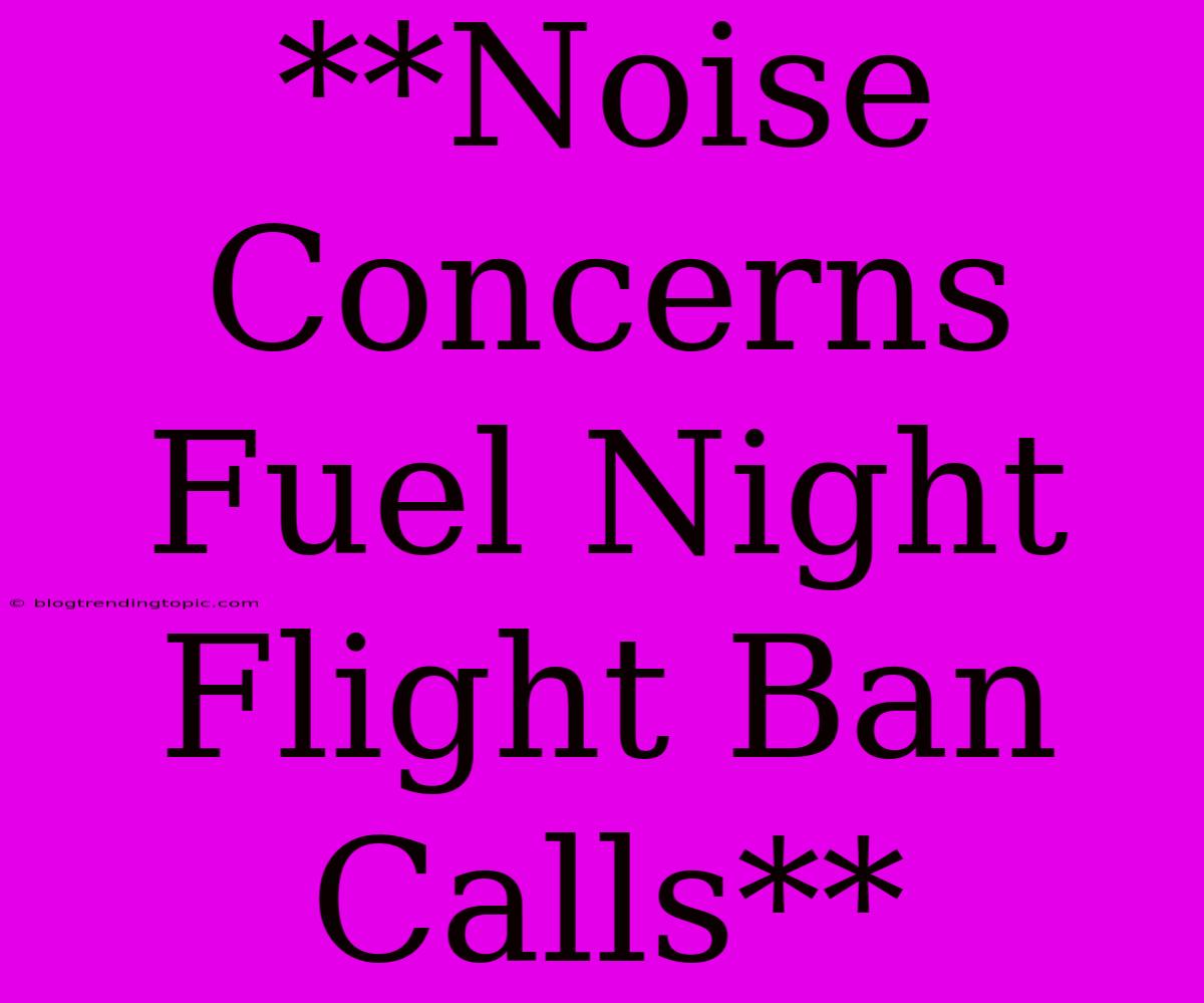 **Noise Concerns Fuel Night Flight Ban Calls**