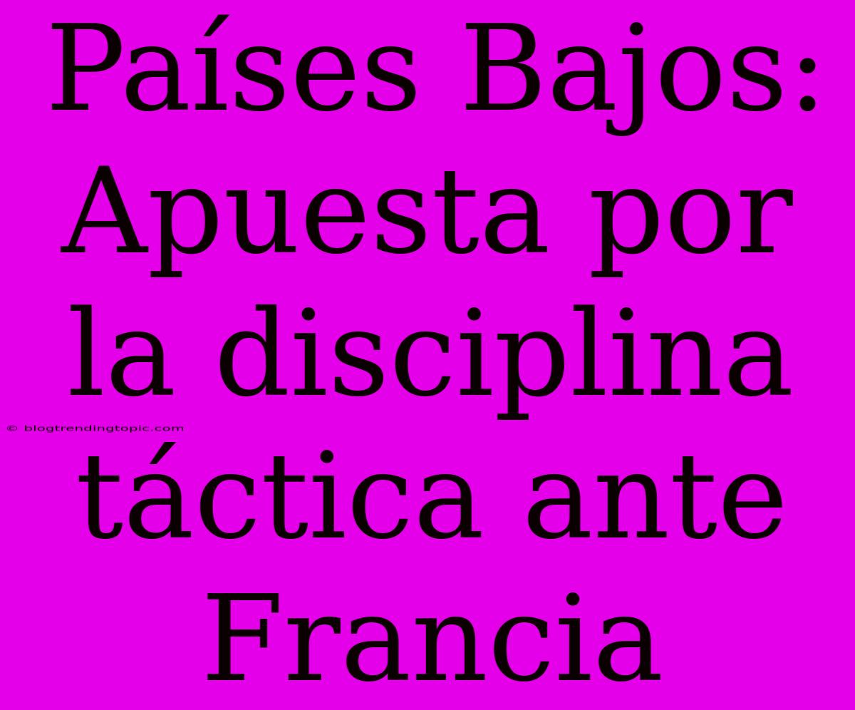 Países Bajos: Apuesta Por La Disciplina Táctica Ante Francia