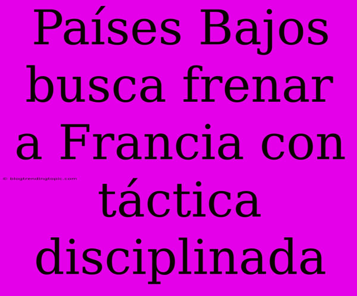 Países Bajos Busca Frenar A Francia Con Táctica Disciplinada