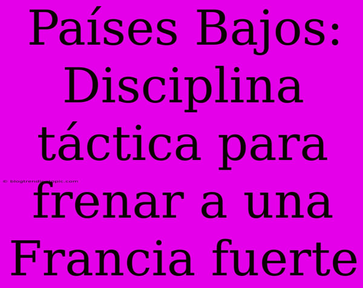 Países Bajos: Disciplina Táctica Para Frenar A Una Francia Fuerte