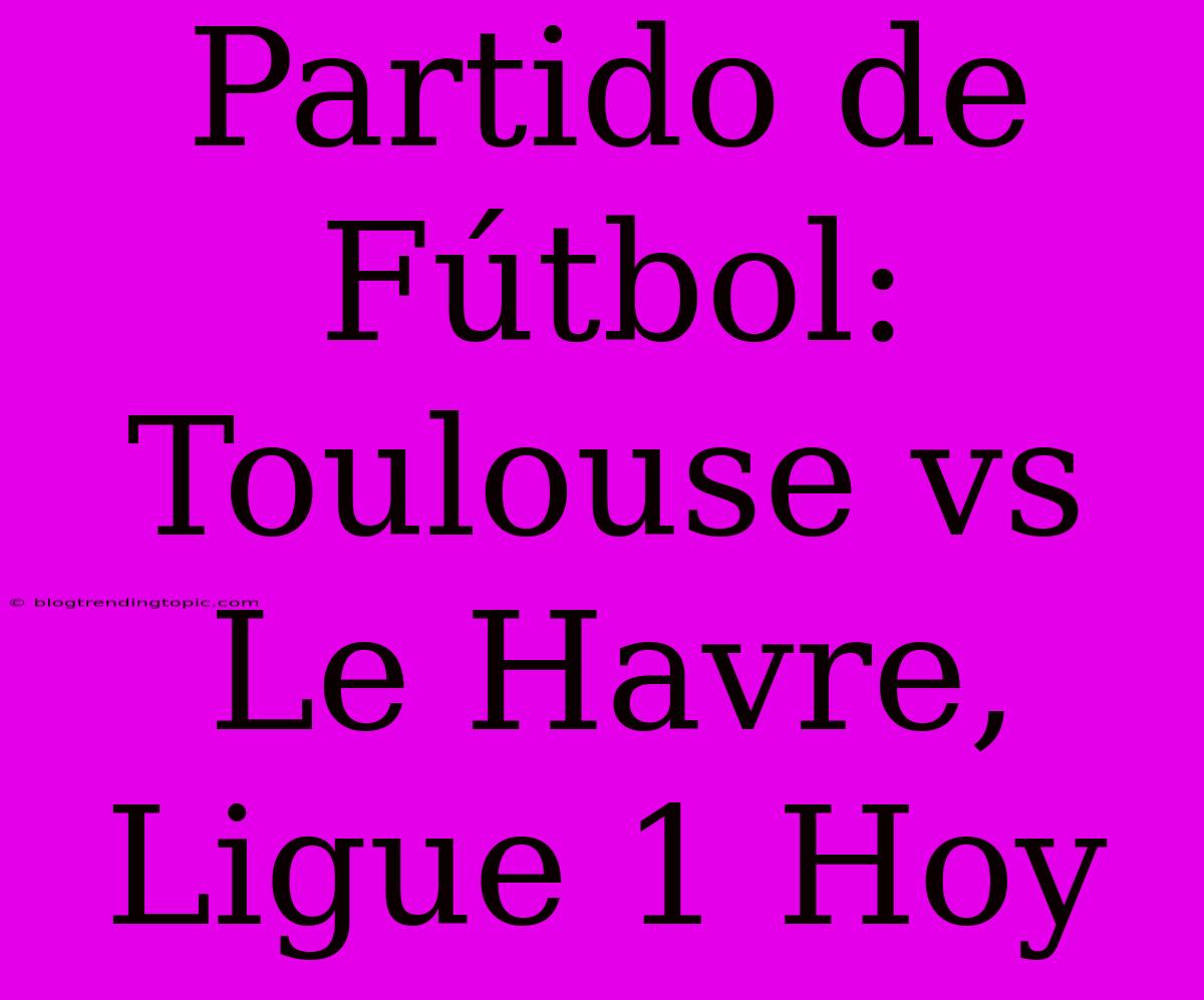 Partido De Fútbol: Toulouse Vs Le Havre, Ligue 1 Hoy