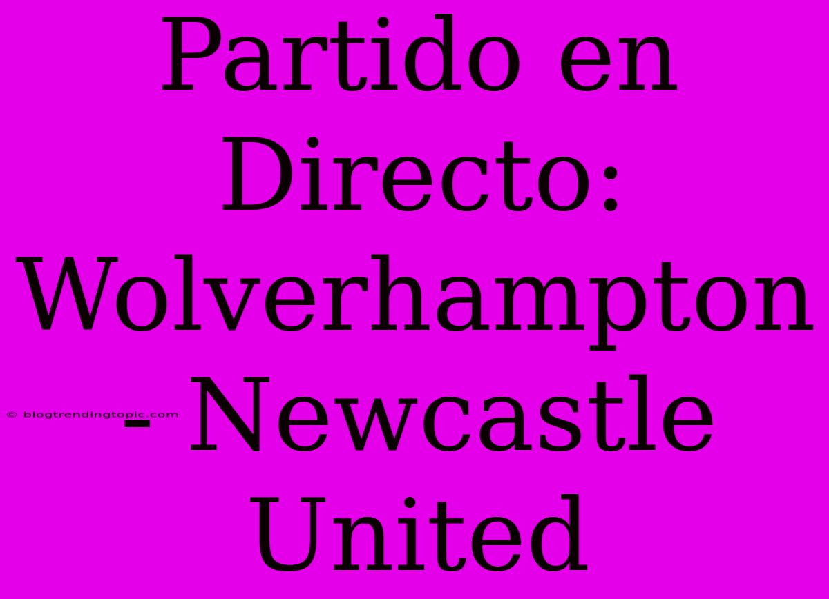 Partido En Directo: Wolverhampton - Newcastle United