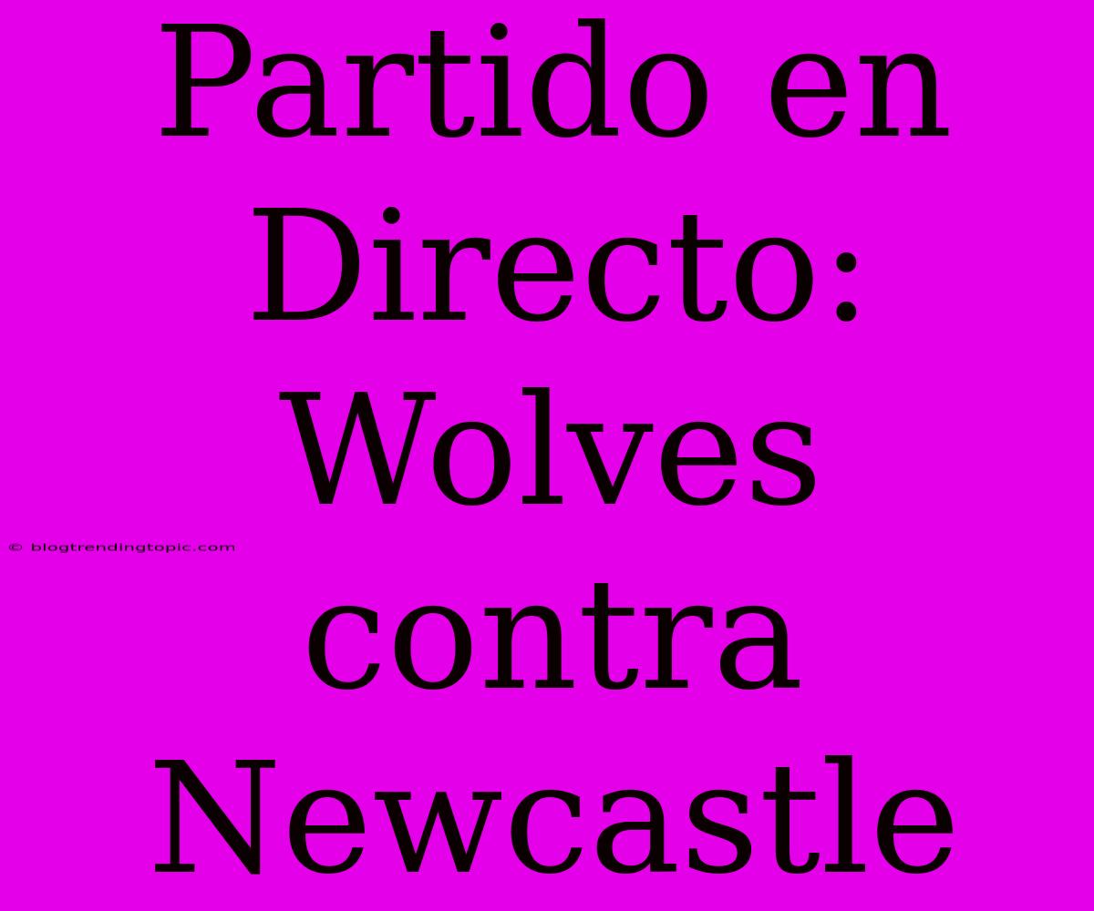 Partido En Directo: Wolves Contra Newcastle