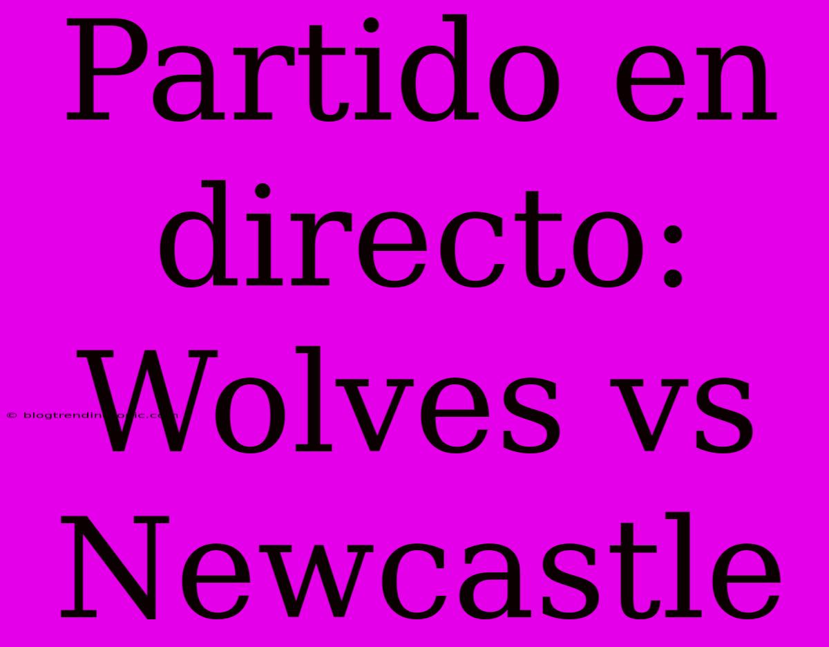 Partido En Directo: Wolves Vs Newcastle