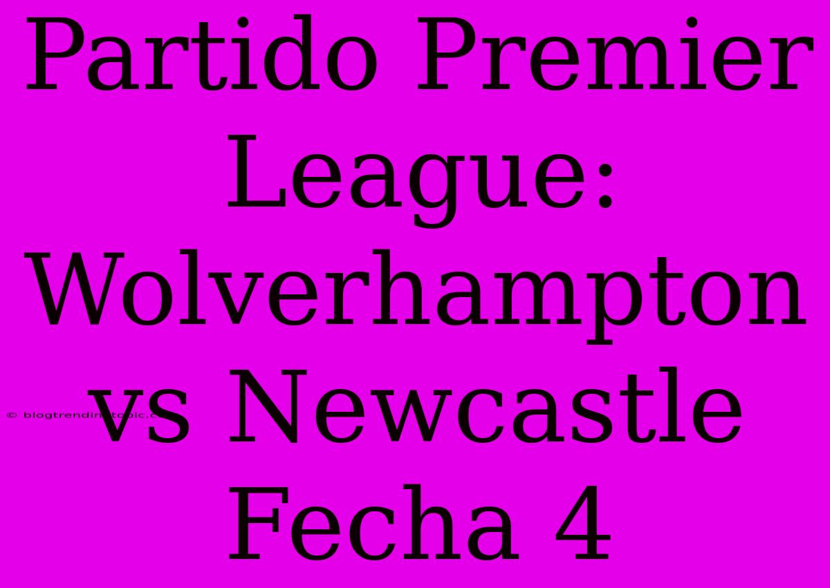 Partido Premier League: Wolverhampton Vs Newcastle Fecha 4