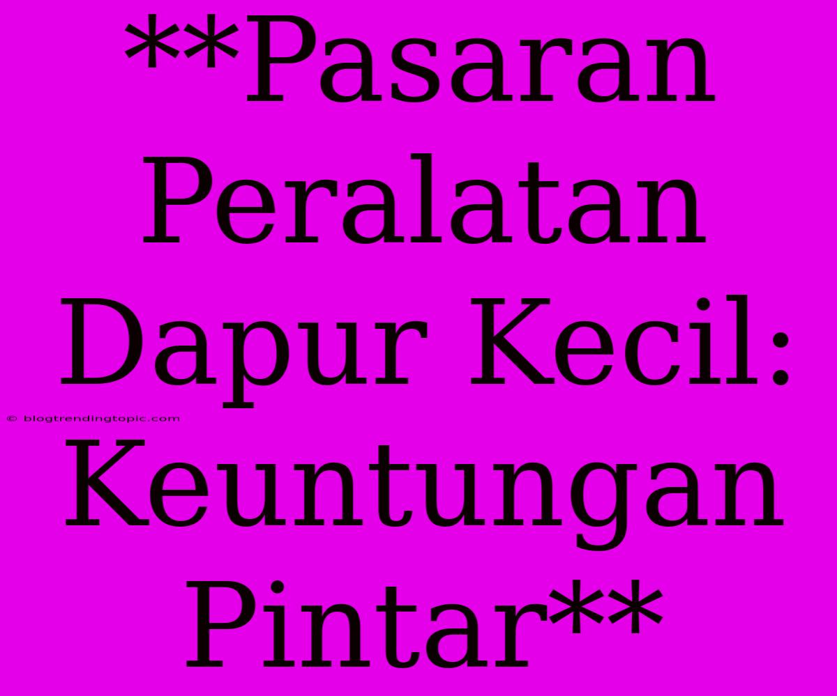 **Pasaran Peralatan Dapur Kecil: Keuntungan Pintar**