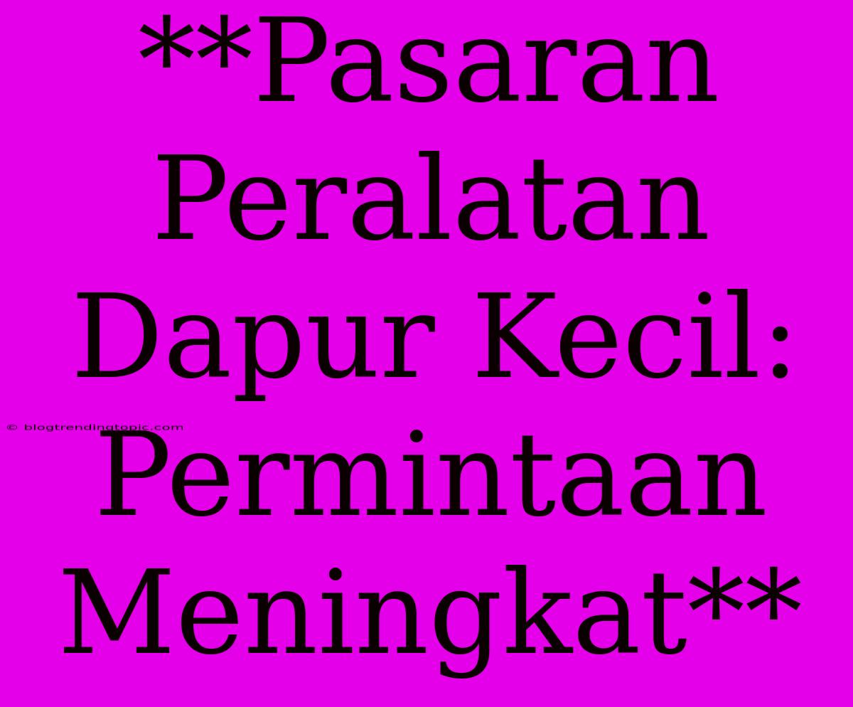 **Pasaran Peralatan Dapur Kecil: Permintaan Meningkat**