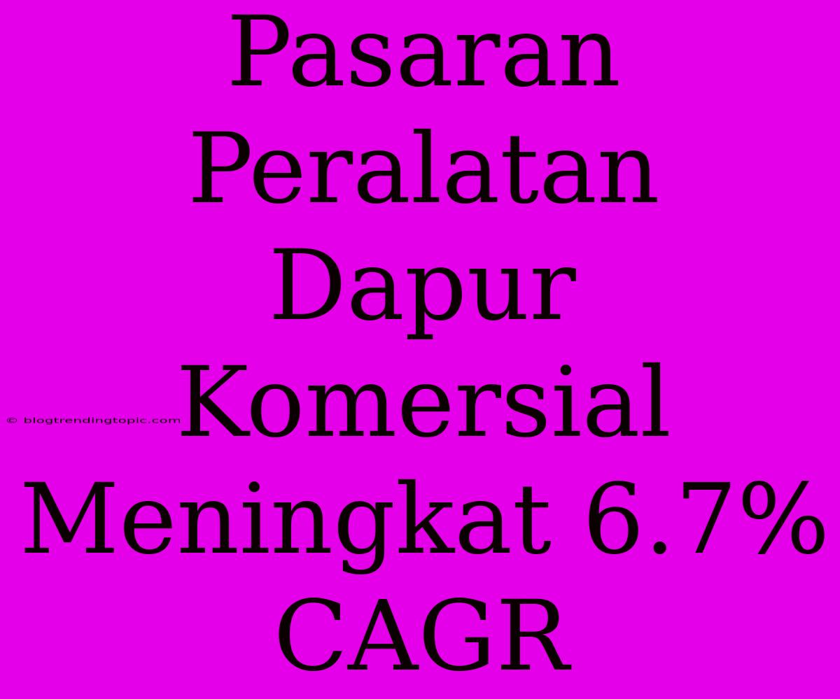 Pasaran Peralatan Dapur Komersial Meningkat 6.7% CAGR