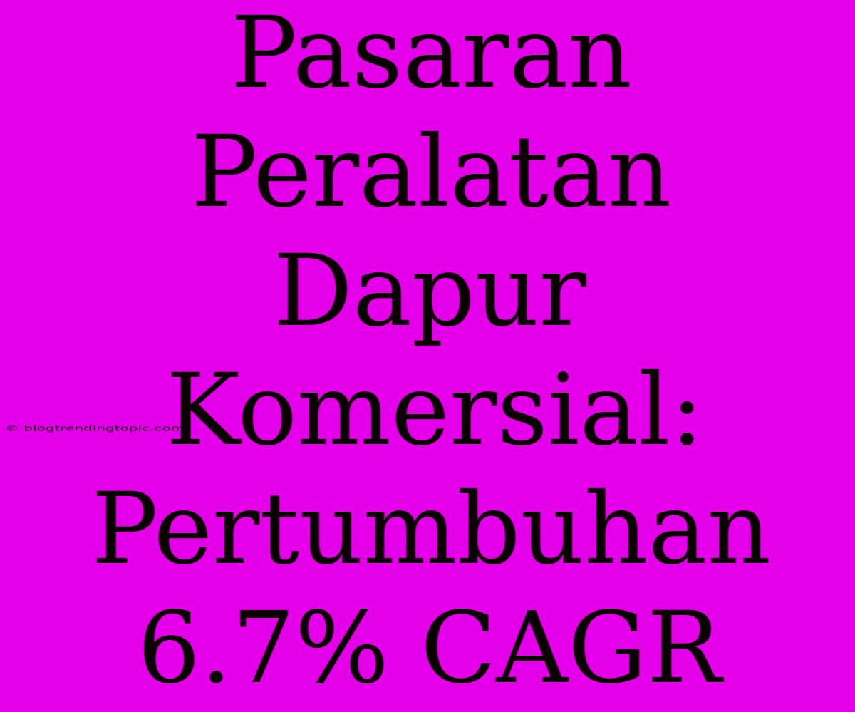 Pasaran Peralatan Dapur Komersial: Pertumbuhan 6.7% CAGR