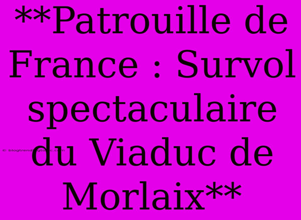 **Patrouille De France : Survol Spectaculaire Du Viaduc De Morlaix** 